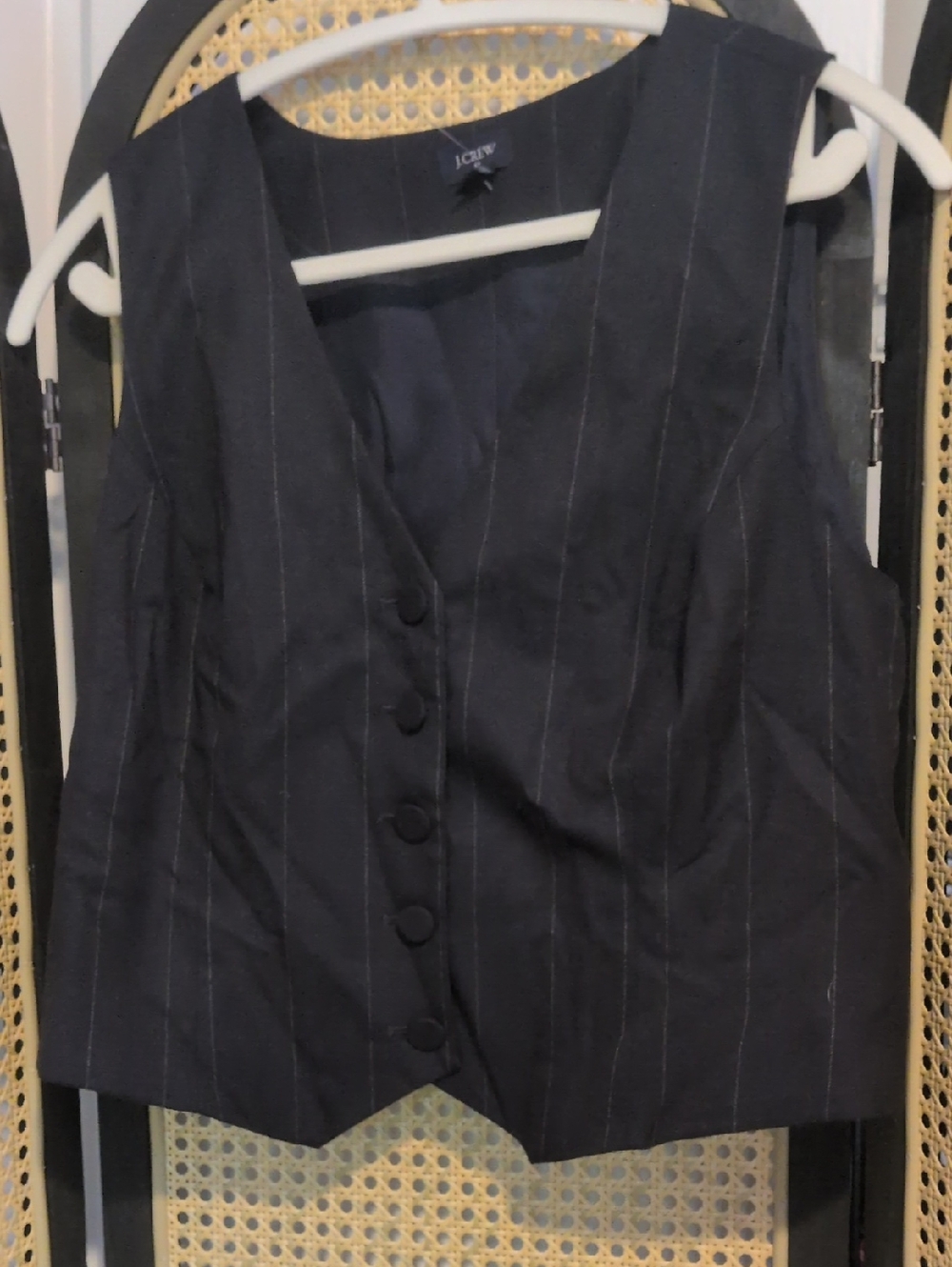 J. Crew Black Pinstripe Button-Front Vest